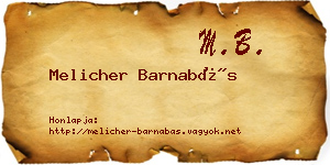 Melicher Barnabás névjegykártya